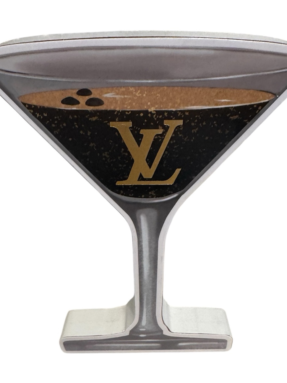 Fashion Inspired Black & Gold Martini Glass Home Decorative Shelf Accent